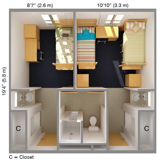 Suite-Style Single and Double room type - Aerial View
