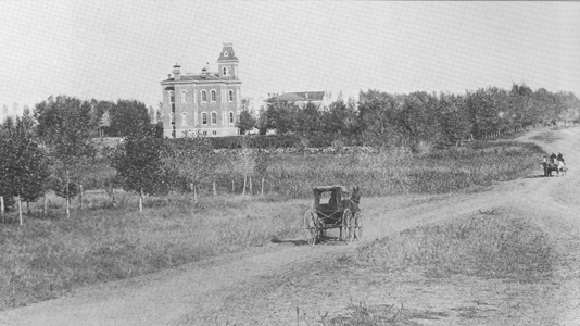 Old Main and South College Ave., c. 1881